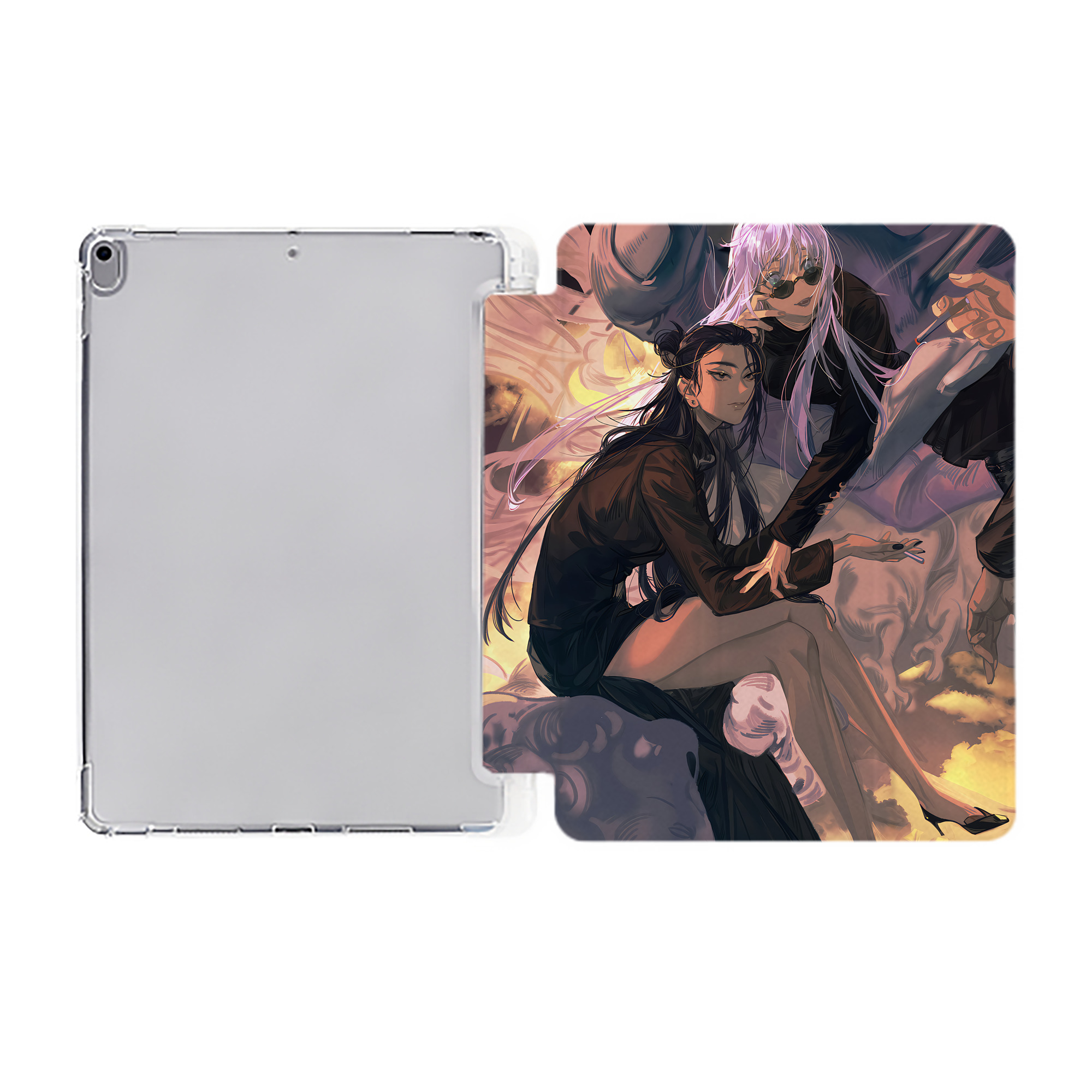 （画像用） 呪術廻戦 Jujutsu Kaisen IPad ケース ペン収納付き 三つ折りスタンド PUレザー×シリコン 対応機種9.5/10.5/10.9インチ